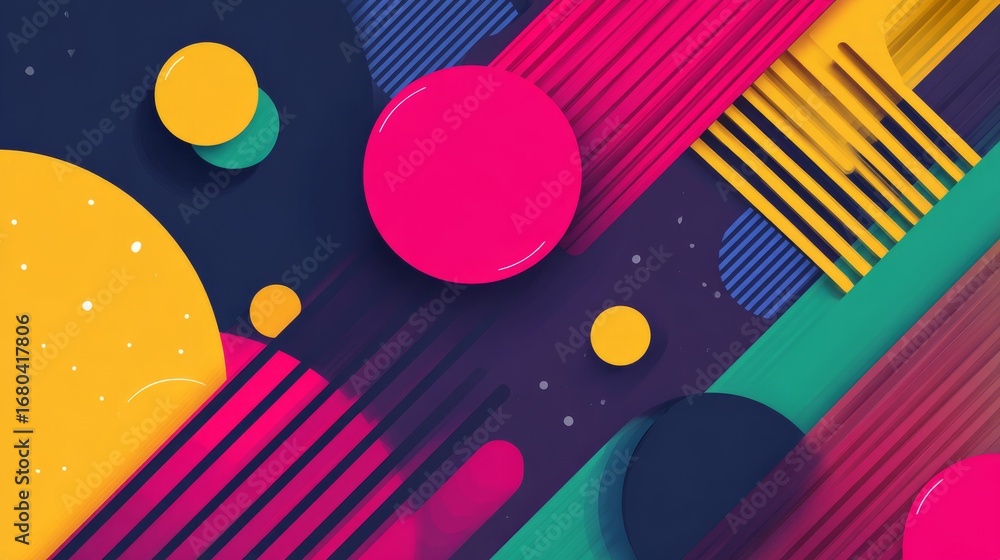 Poster colorful abstract geometric pattern with simple modern design shapes featuring vibrant minimalist ba
