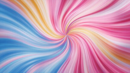 Colorful pastel swirl background with rotating spiral starburst pattern, abstract sunburst design featuring soft spring shades in a radial striped swirled style for modern wallpapers and creative grap