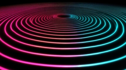 Abstract pattern with concentric circles creating depth and motion through vibrant color gradients,