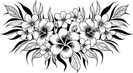 Hibiscus Floral Border Vector