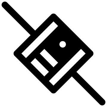 Small satellite. Outlined stroke vector icon with black-filled details.