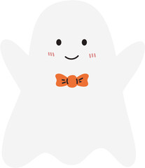 Cute Ghost Wearing Bow Tie Cartoon Character 