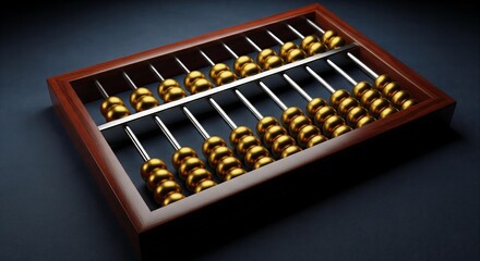 Gilded Calculations: A Luxurious Abacus of Mahogany, Platinum, and Gold, Symbolizing the Foundations of Wealth.