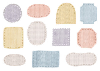 ニット、布の質感があるパステルカラーの手書きラベルセット