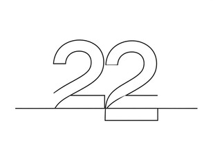Simple, bold numeral 22 in continuous line art