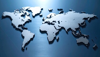 Global connection with metallic world map, Generated with AI.