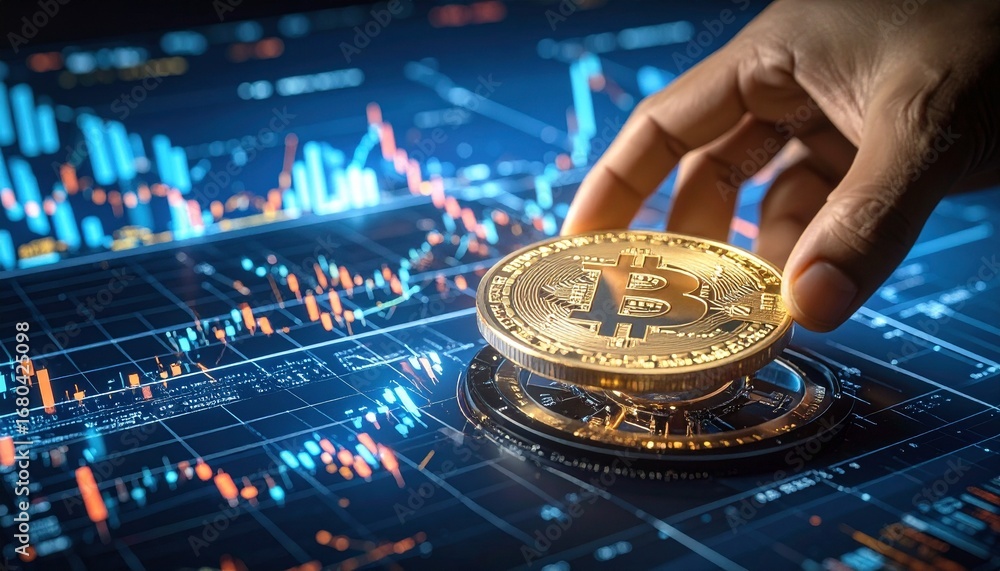 Aufkleber data hi tech, mechanical technology computer generated digital currency and exchange, generated with