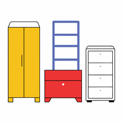 Modern Household Furniture Collection Vector