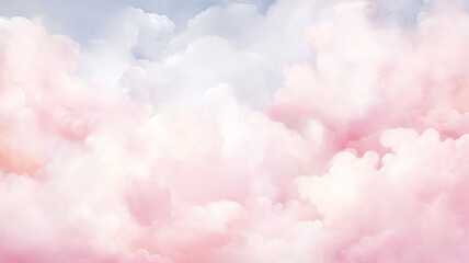 Naklejka premium Pink cloudy landscape, watercolor postcard background