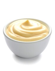 Creamy, light yellow spread in a white bowl