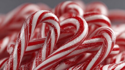 Festive pile of red-and-white candy canes, classic peppermint holiday sweets that capture the spirit of Christmas—perfect for seasonal decorations, party treats, cozy winter celebrations, and cheerful