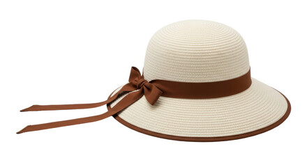 Isolated Sun Hat With Brown Ribbon