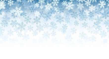 Fototapeta premium Softly falling snowflakes on a gradient blue winter background