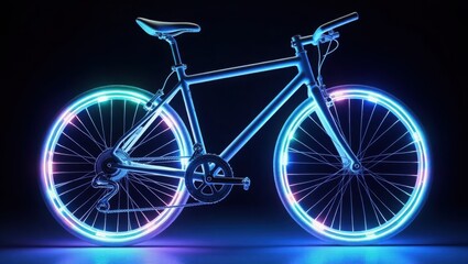 Fototapeta premium bicycle on a black background, A sleek silver bicycle frame adorned with vibrant , silhouette of a bicycle