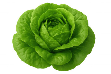 Obraz premium Vibrant green lettuce head resembling a rose, isolated on a transparent background, perfect for food and health-related projects