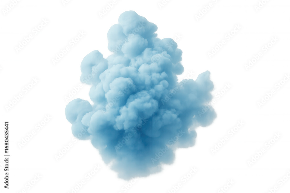 Poster light blue smoke cloud expanding on a transparent background, ideal for compositing and adding atmos