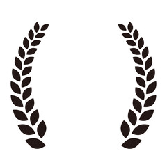 月桂樹のシンプルなランキングフレーム素材2　月桂冠　ベクター　黒　単品