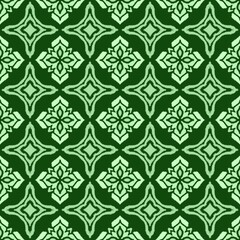 Forest Green Ikat Medallion Seamless Pattern