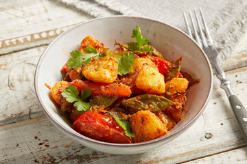 Indian-style potatoes and coco beans