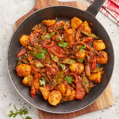 Indian-style potatoes and coco beans