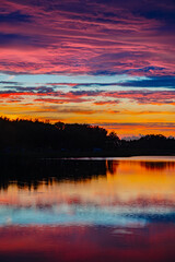 Red clouds over Blue Lake