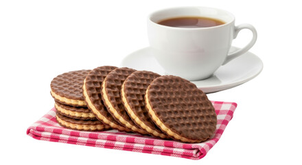 Isolated Chocolate Cookies with Tea