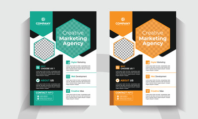 Corporate Agency Promotional Flyer Template. Creative Marketing Poster and Branding Brochure Design. Digital Campaign Flyer Layout.