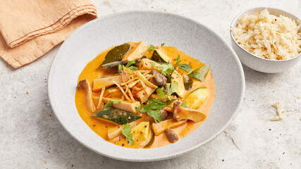 Crispy mushroom and potato curry