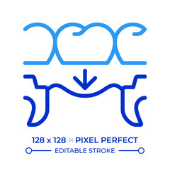 Dental surgery pixel perfect two color line icon. Medical service. Teeth healthcare, orthodontic. Stomatology bicolor outline symbol. Duotone linear pictogram. Isolated illustration. Editable stroke
