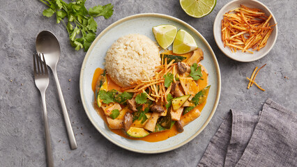 Crispy mushroom and potato curry