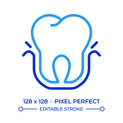 Gum disease pixel perfect two color line icon. Oral care, stomatology. Dental health. Periodontal illness bicolor outline symbol. Duotone linear pictogram. Isolated illustration. Editable stroke