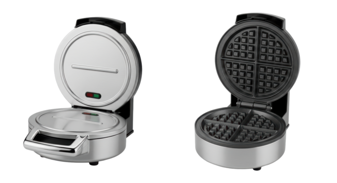 Isolated Waffle Maker Open and Closed