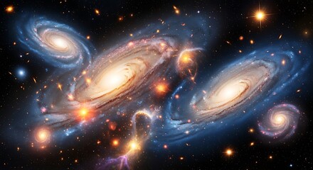 Interacting Galaxies in Deep Space.