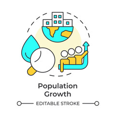 Population growth multi color concept icon. Increasing demand for freshwater. Cause of water scarcity. Round shape line illustration. Abstract idea. Graphic design. Easy to use in booklet