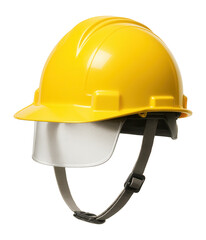 Yellow construction helmet with rain guard