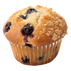 Blueberry Muffin with bluberries, isolated on transparent background