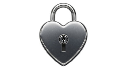 Isolated Silver Heart Shaped Padlock