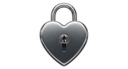 Isolated Silver Heart Shaped Padlock