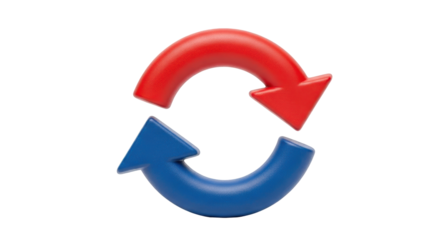 Isolated Red and Blue Rotation Arrows