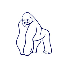 モノクロなゴリラの線画イラスト素材
