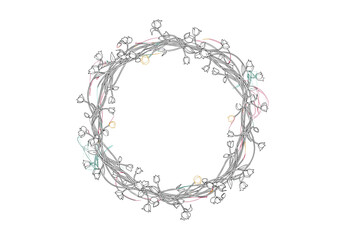 Elegant floral wreath design with delicate blossoms and subtle color accents for invitations and decor