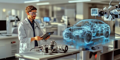 Automotive designer uses 3D holographic technology to visualize and craft an innovative car design in real time