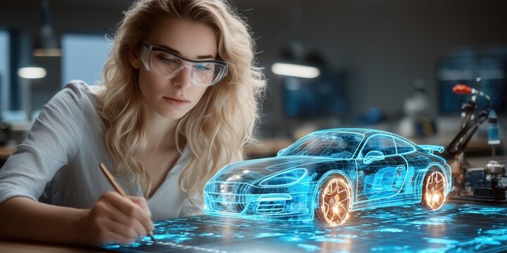 Automotive designer uses 3D holographic technology to visualize and craft an innovative car design in real time