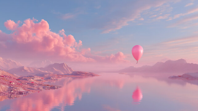 Minimal Strange Pink and Blue Feminine Interior Design with White Space