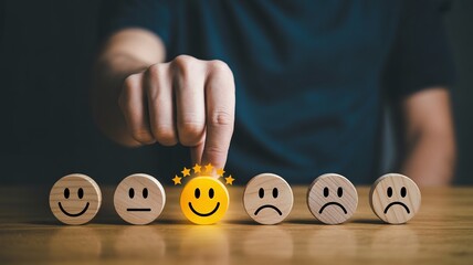 Customer satisfaction survey with smiley face rating
