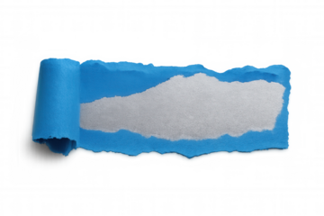 Torn blue paper edge revealing textured background, creating minimalist graphic design element with empty space for messaging