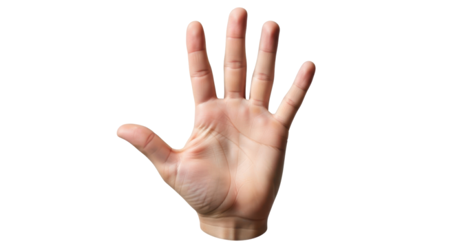 Isolated Hand Showing Five Fingers
