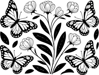 Butterfly and Floral Silhouette Collection" Vector Bundle