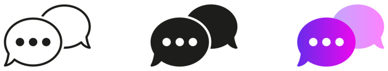 gradient speech bubble icon symbol Chat message icons - comment line icon - talk message chat bubble icon. web app vector icon collection set.
