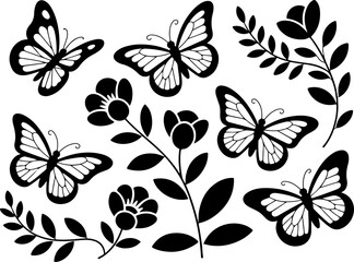 Butterfly and Floral Silhouette Collection" Vector Bundle